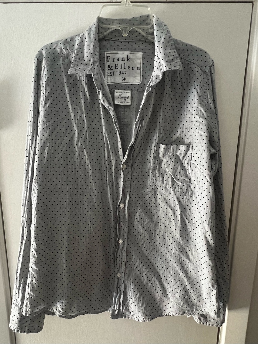 FRANK & EILEEN Grey and Black Polka Dot Barry Blouse